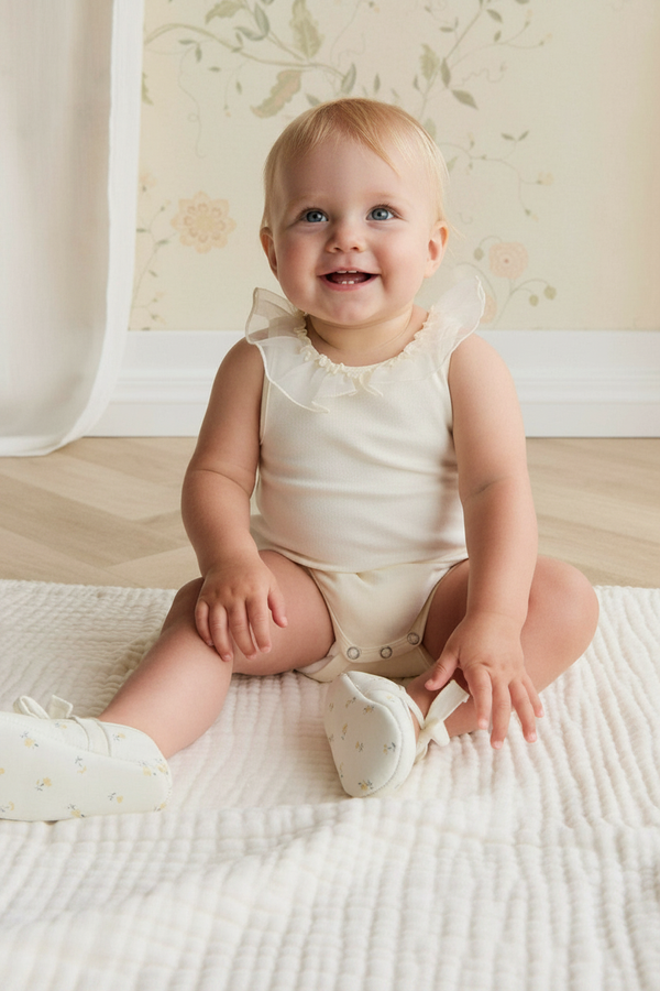 Cotton Baby Romper - Cream