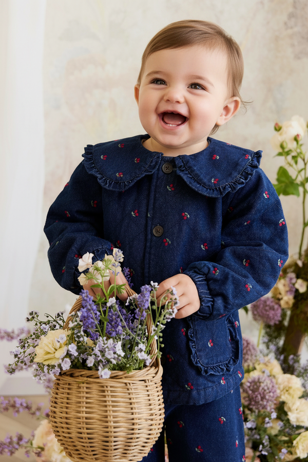 Cotton Baby Jacket - Cerise Denim