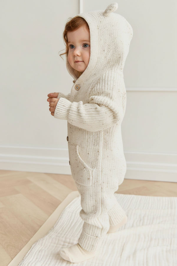 Cotton Baby Romper - Pistachio Fleck