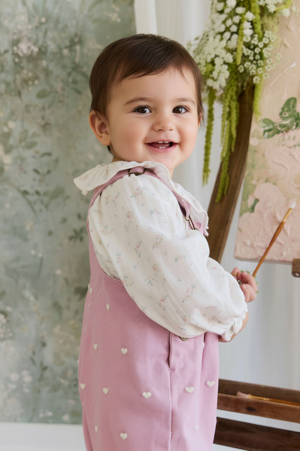 Cotton Baby Pants - Orchid Heart Print