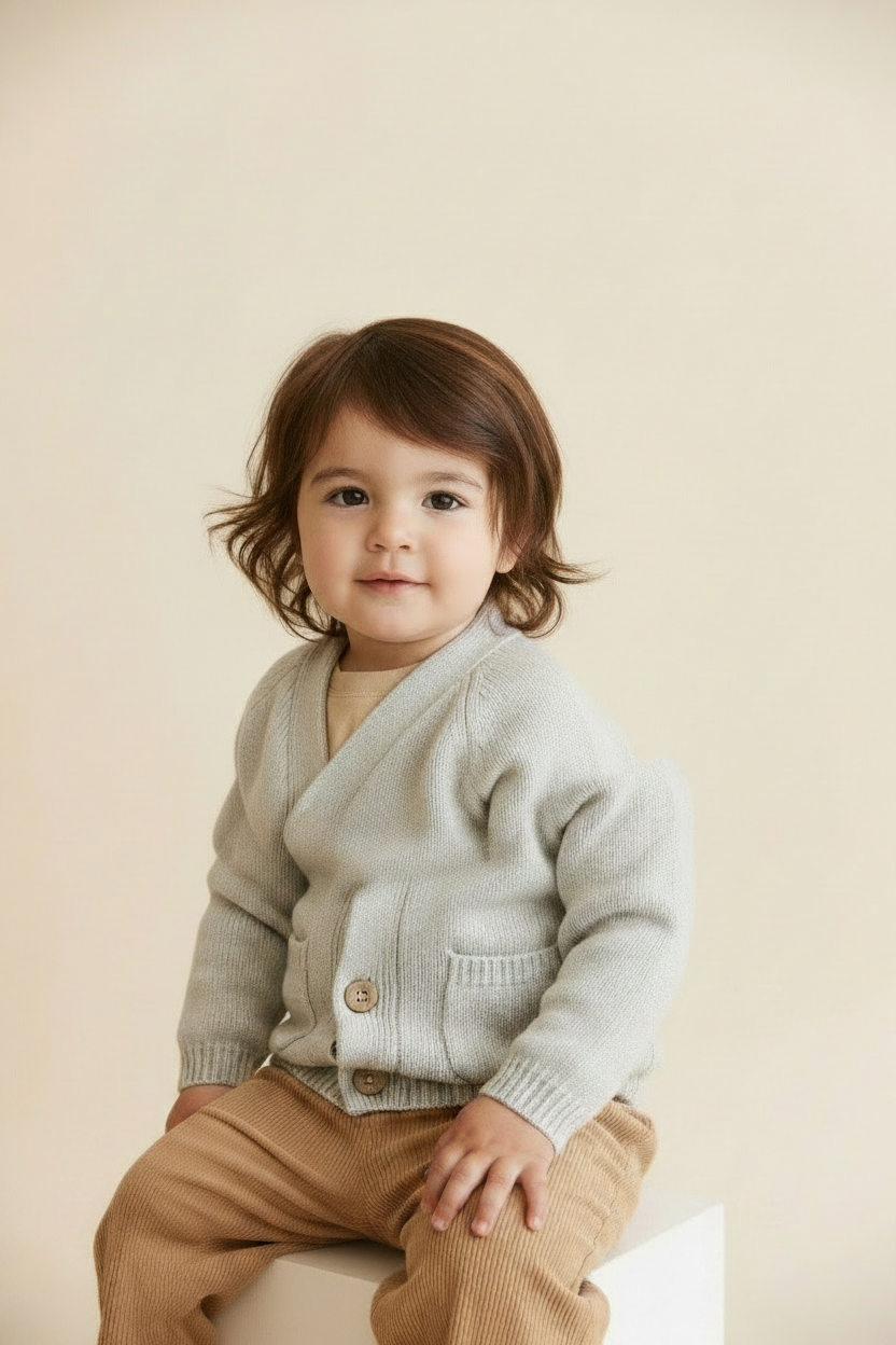 Cotton Baby Sweater - Light Gray Marl