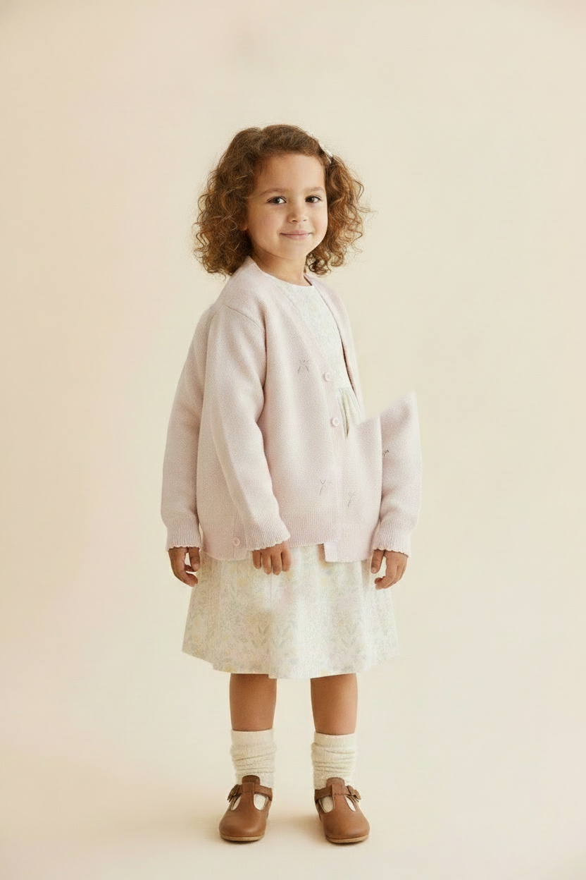Cotton Baby Sweater - White Jacquard