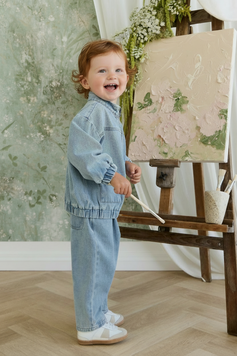 Cotton Baby Jacket - Light Wash Denim