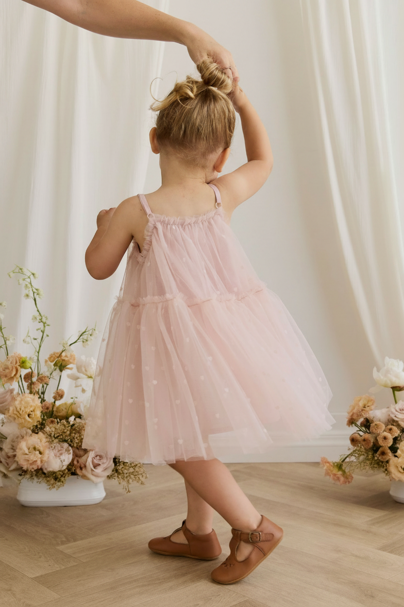 Cotton Baby Dress - Pink Heart Print