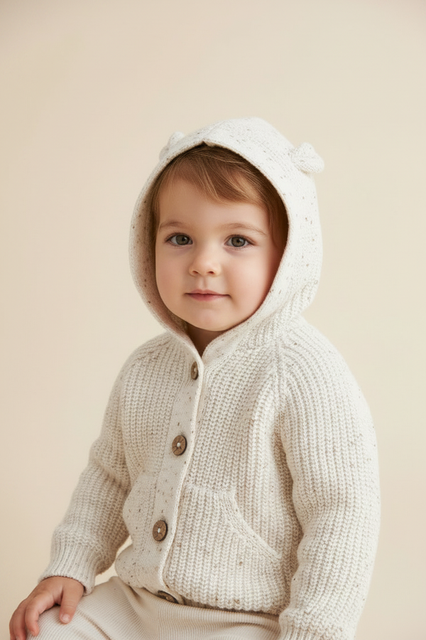 Cotton Baby Sweater - Pistachio Fleck
