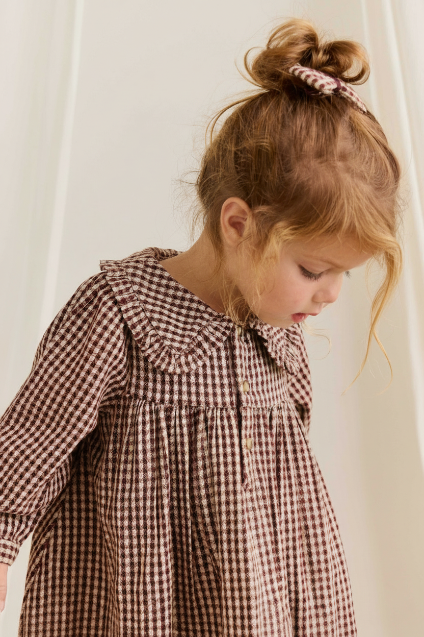 Organic Cotton Baby Dress - Cinnamon Gingham