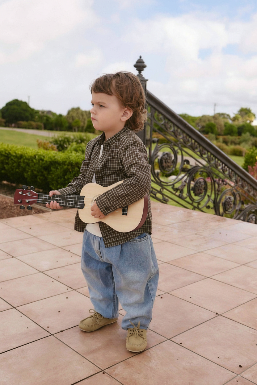 Organic Cotton Baby Top - Coffee Check