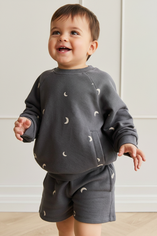 Organic Cotton Baby Shorts - Moon Print