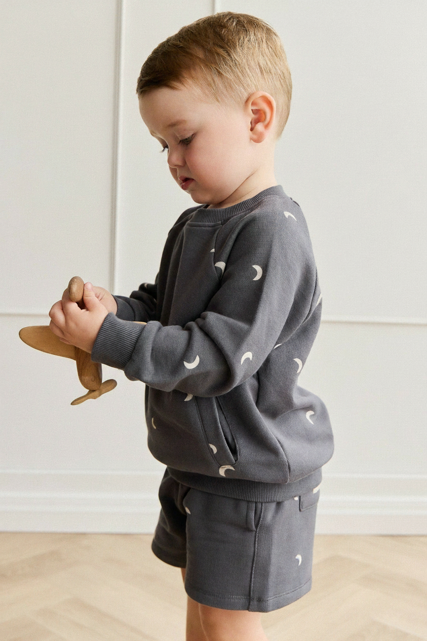 Organic Cotton Baby Shorts - Moon Print