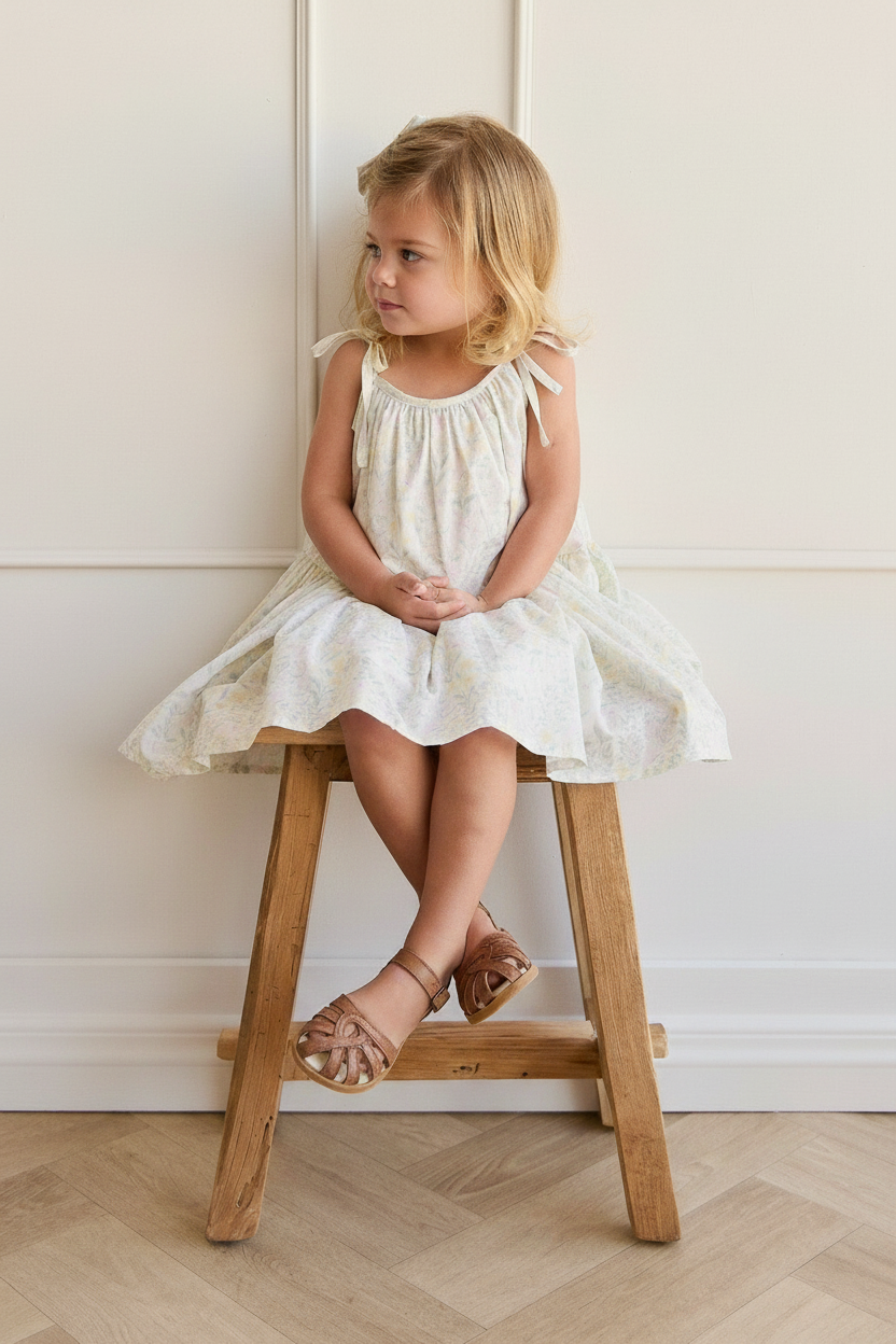 Organic Cotton Baby Dress - White Floral