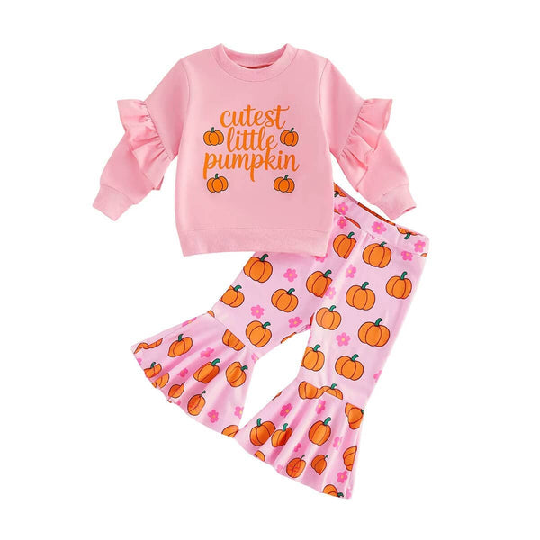 Long Sleeve Flared Pants Halloween Toddler Set