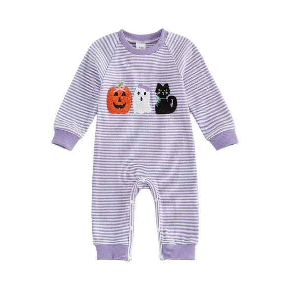 Long Sleeve Halloween Striped Baby Jumpsuit