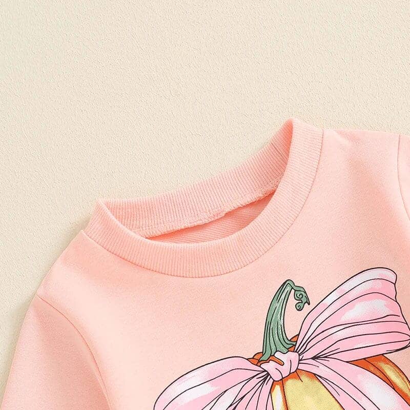 Long Sleeve Pink Pumpkin Bow Baby Set