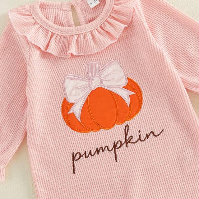 Long Sleeve Pumpkin Waffle Baby Jumpsuit