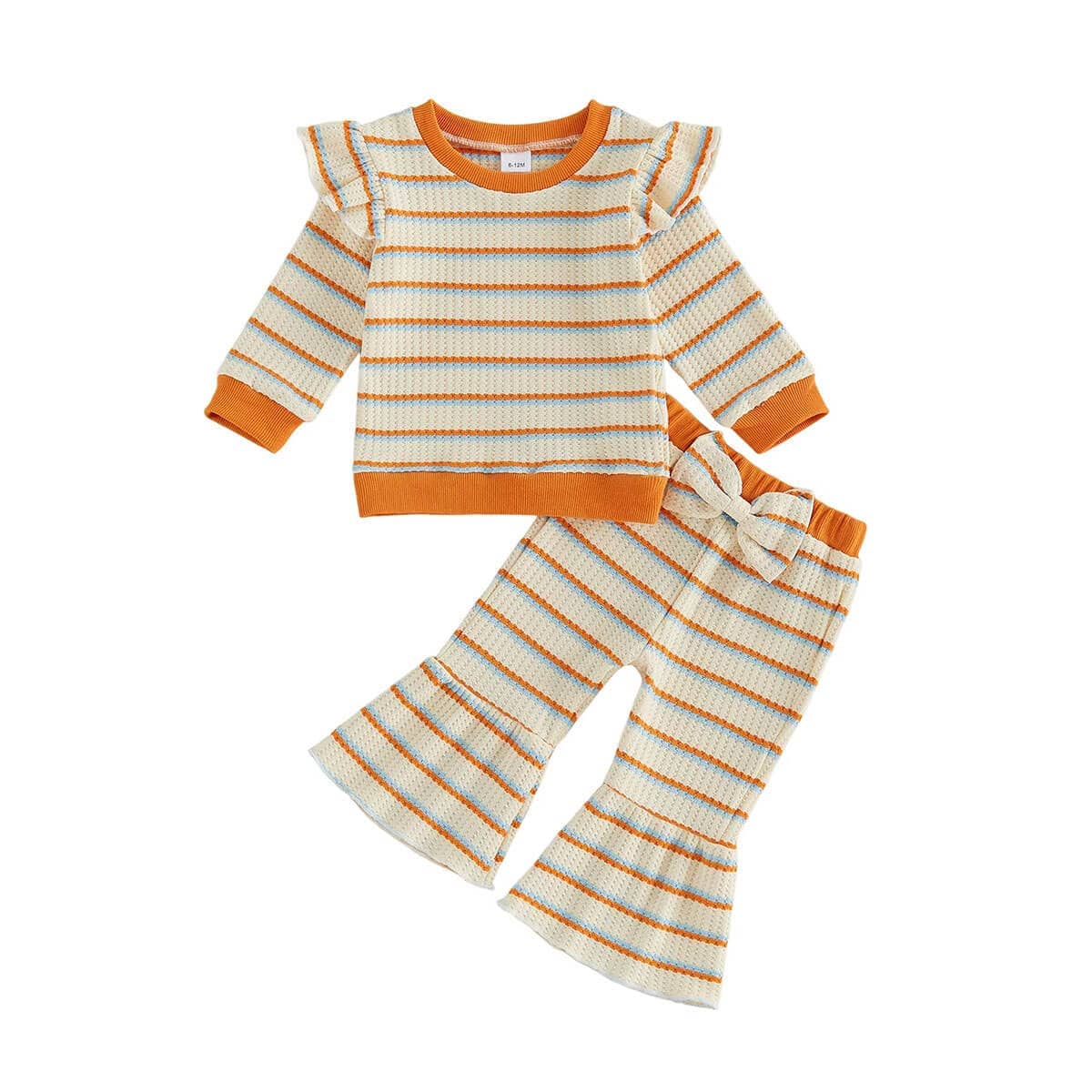 Long Sleeve Striped Flared Pants Toddler Set