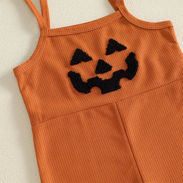 Pumpkin Face Flared Baby Jumpsuit