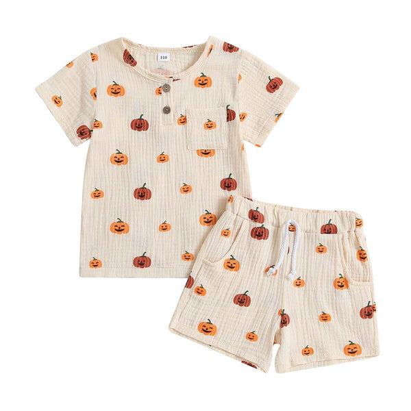 Short Sleeve Pumpkin Baby Set