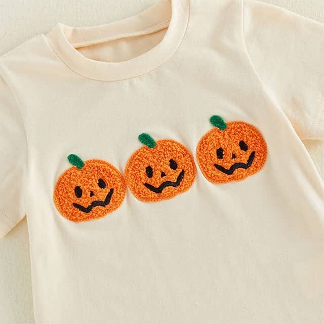 Short Sleeve Pumpkin Shorts Toddler Set