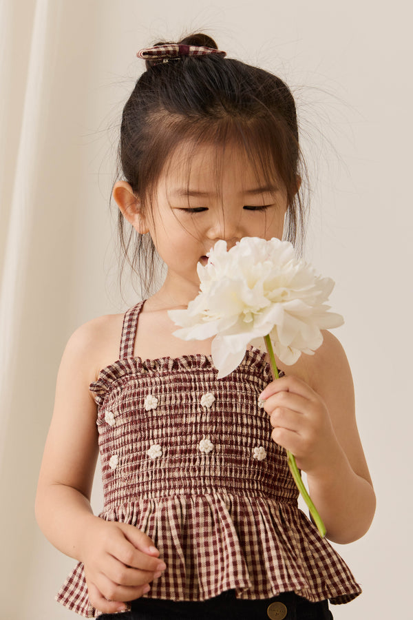 Organic Cotton Auden Top - Cinnamon Gingham