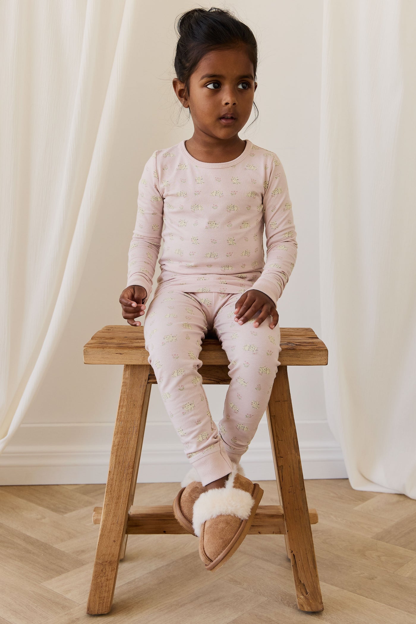 Organic Cotton Jude Long Sleeve Pajama Set - Moon Floral Mauve