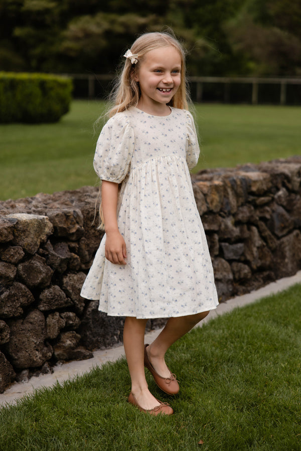 Organic Cotton Muslin Frannie Dress-Molly Blue