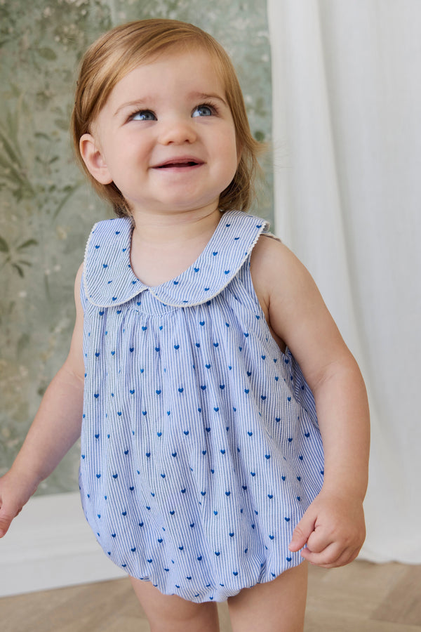 Organic Cotton Wisteria Playsuit - Mon Amour Stripe Indigo