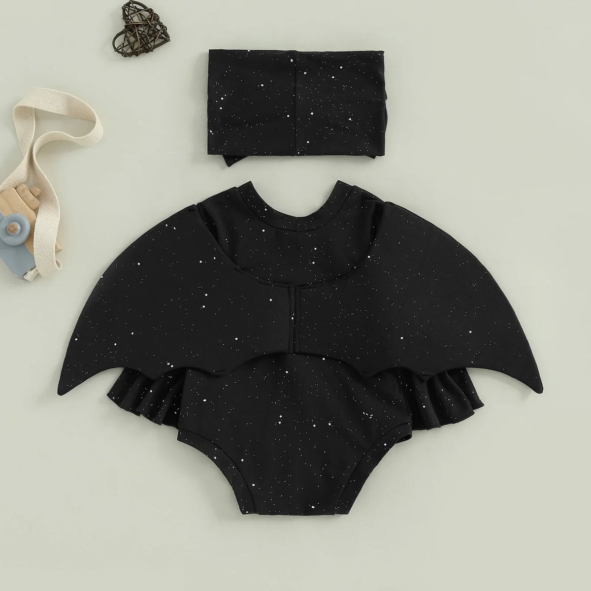 Soft Baby Romper - Long Ruffle Sleeve, Cotton, Halloween