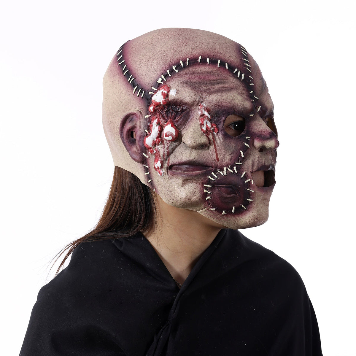 Halloween Mask Three Sided Grimace Latex Cosplay Prop