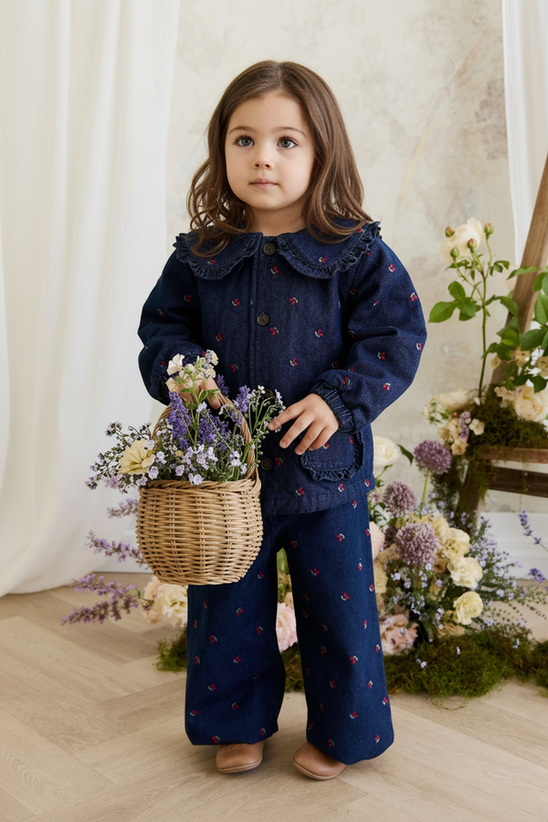 Cotton Baby Pants - Cerise Denim