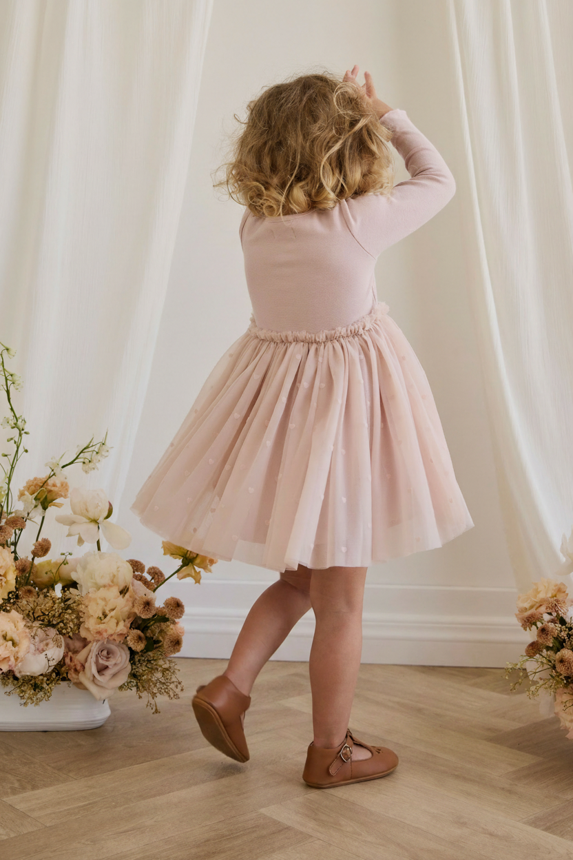 Cotton Baby Dress - Pink Heart Print - Kumfy Kids (4)