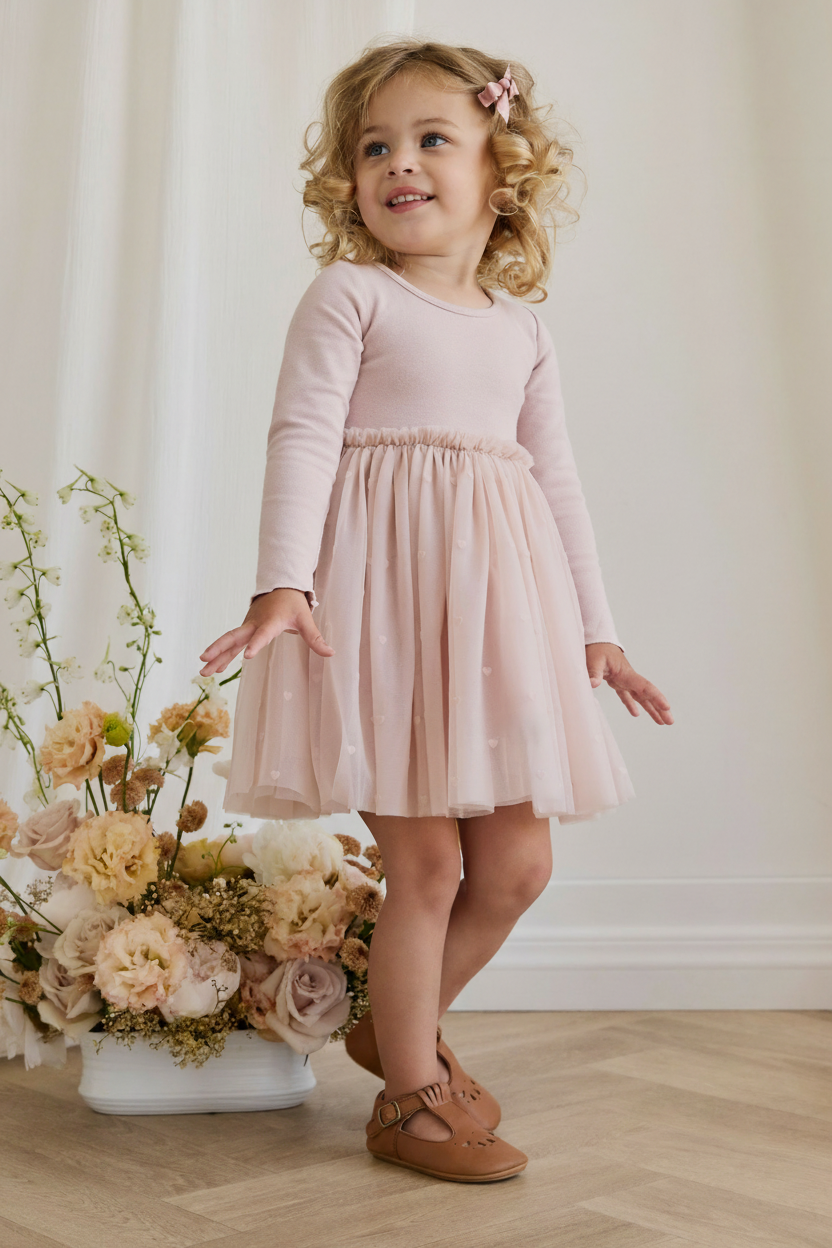 Cotton Baby Dress - Pink Heart Print - Kumfy Kids (5)