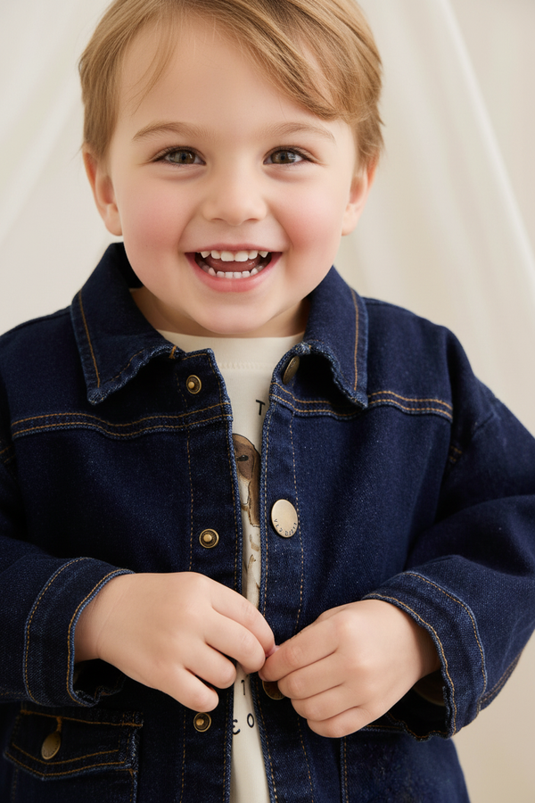 Cotton Baby Jacket - Mid Indigo Denim