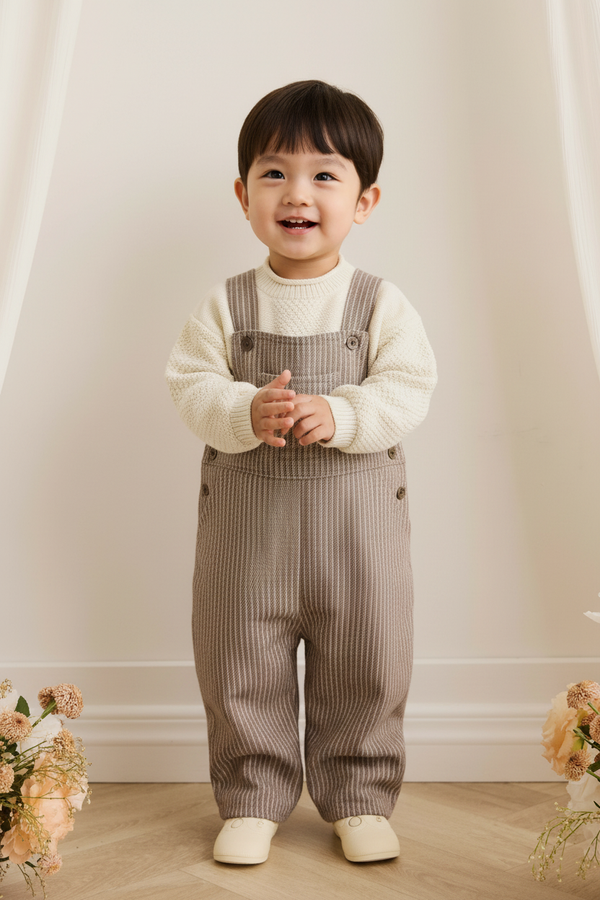 Cotton Baby Pants - Brown Pinstripe