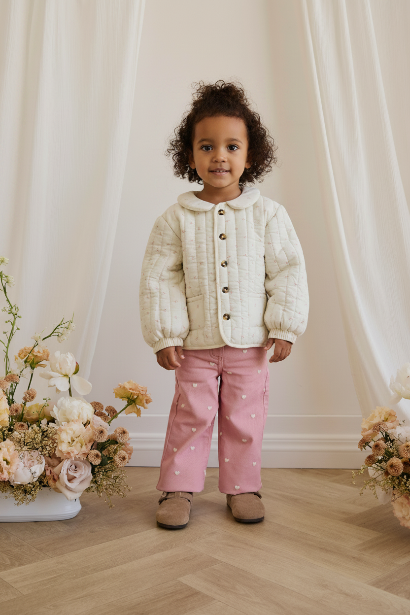 Cotton Baby Pants - Rose Heart Print - Kumfy Kids
