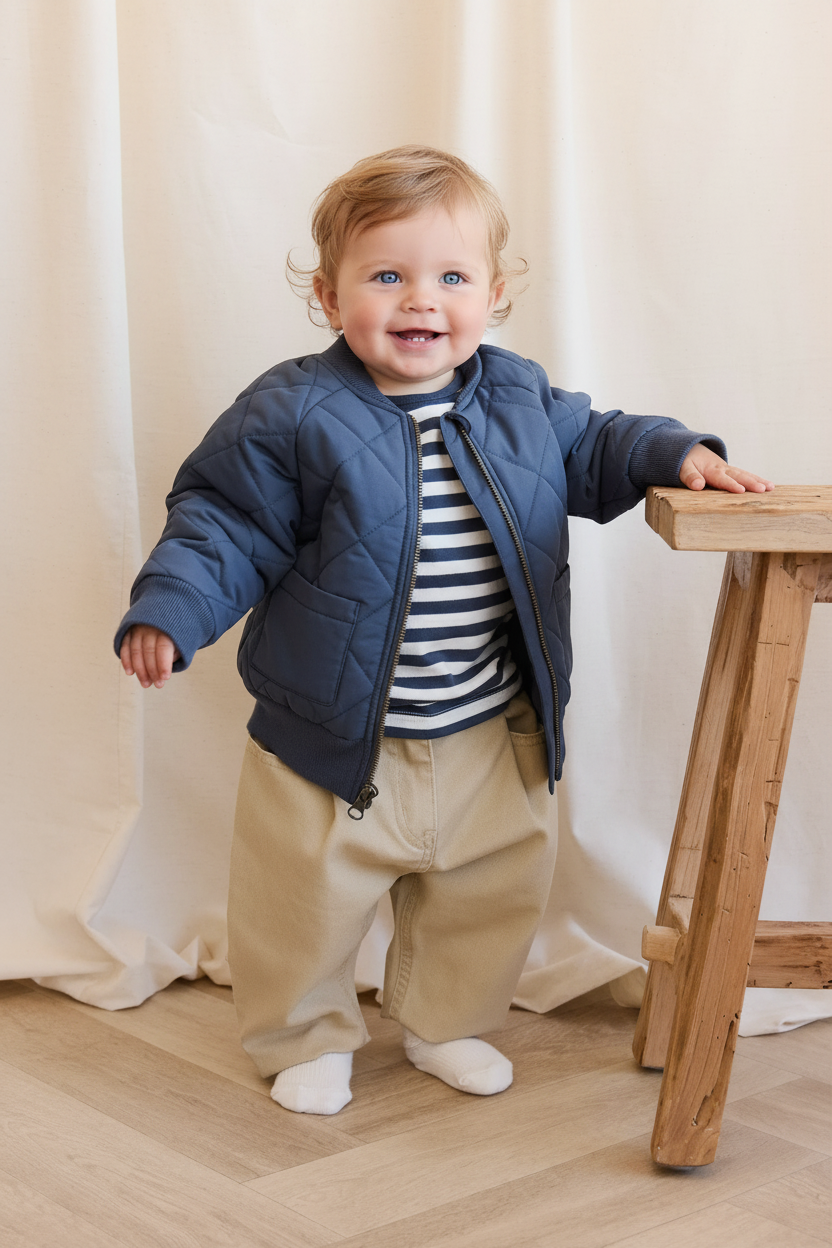 Cotton Baby Jacket - Slate Blue - Kumfy Kids