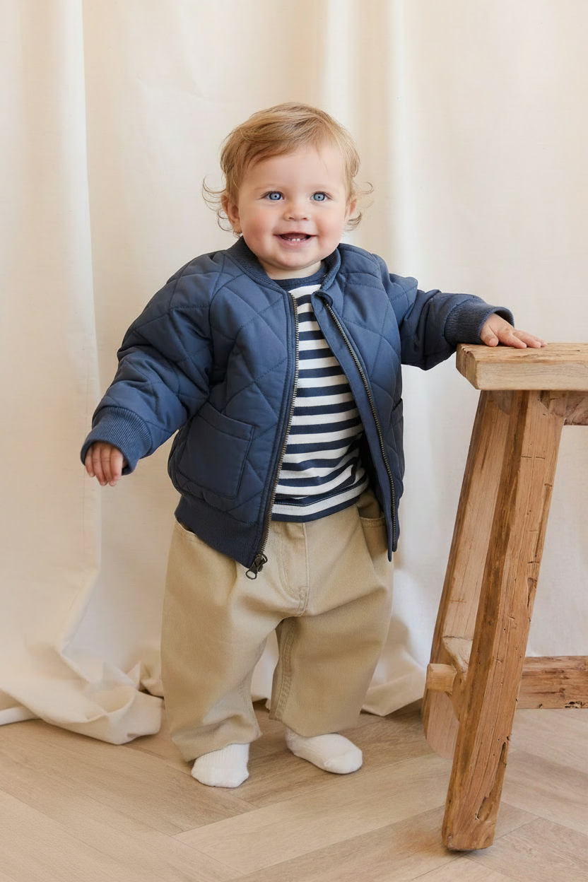 Cotton Baby Jacket - Slate Blue - Kumfy Kids (3)