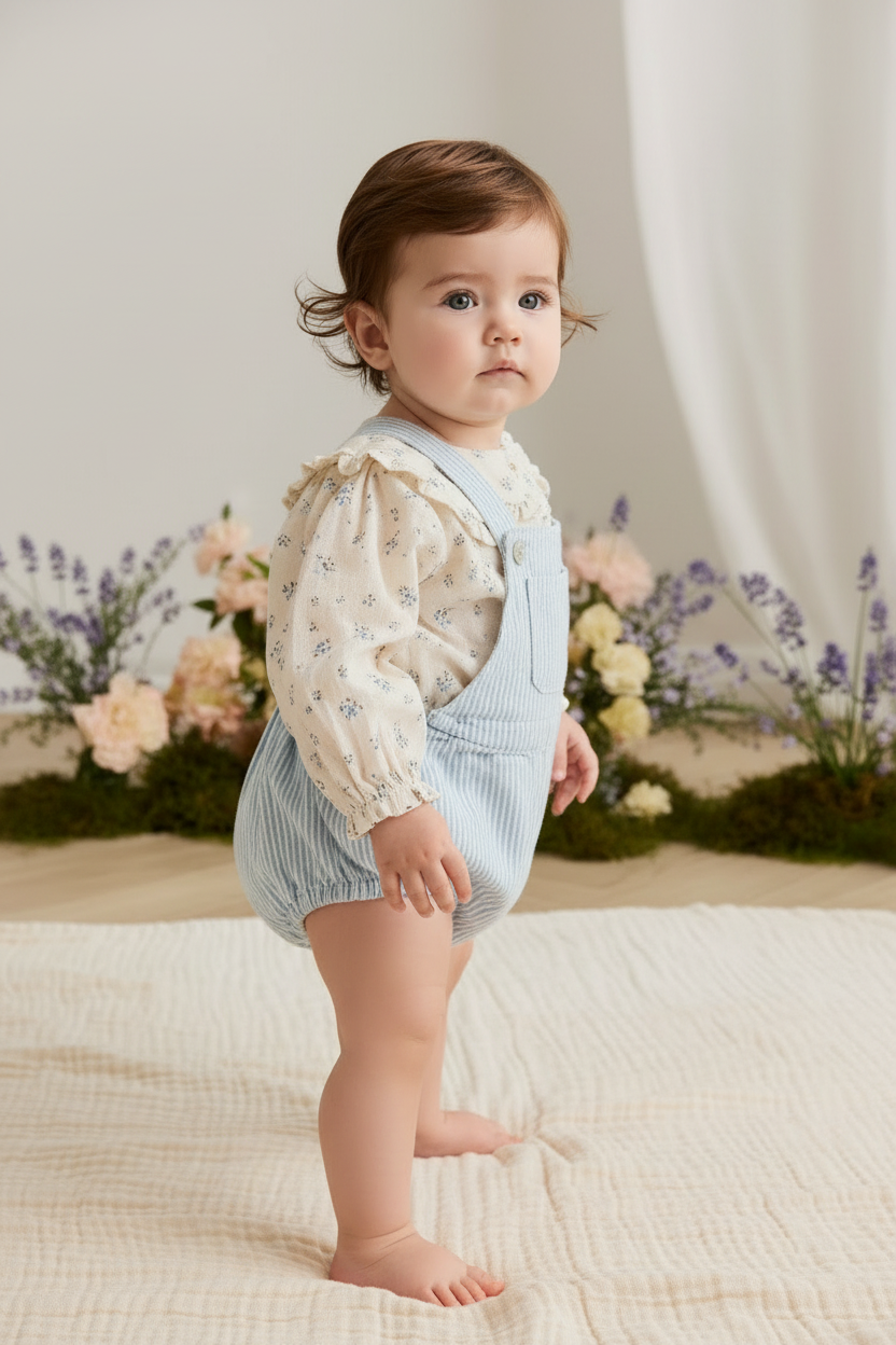 Cotton Baby Romper - Soft Stripe