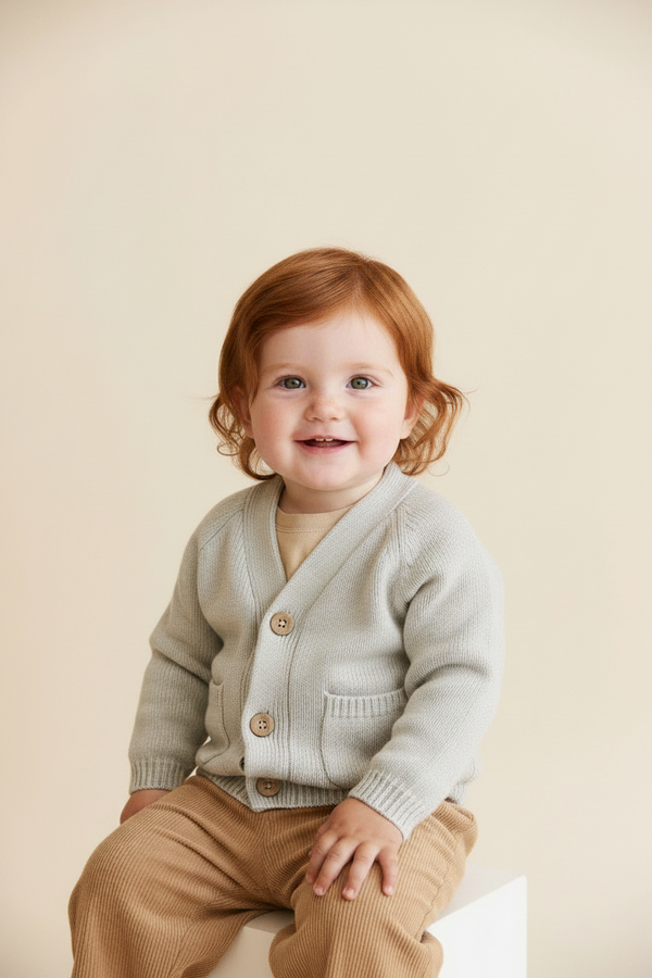 Cotton Baby Sweater - Light Gray Marl