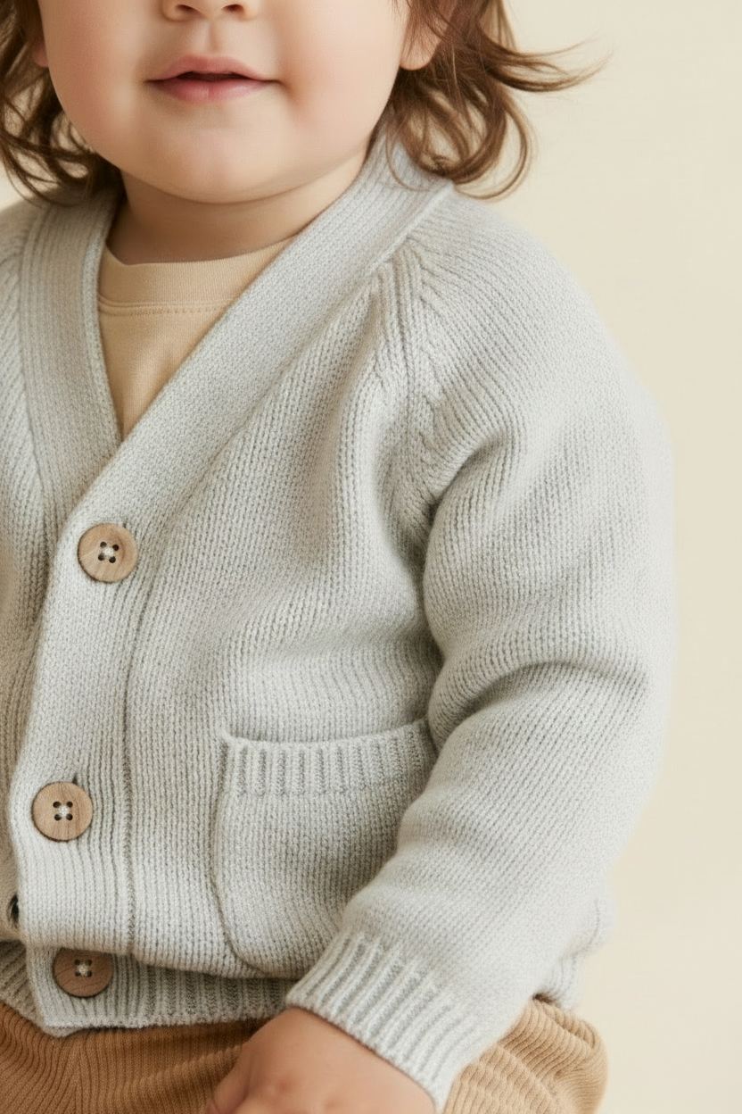Cotton Baby Sweater - Light Gray Marl - Kumfy Kids