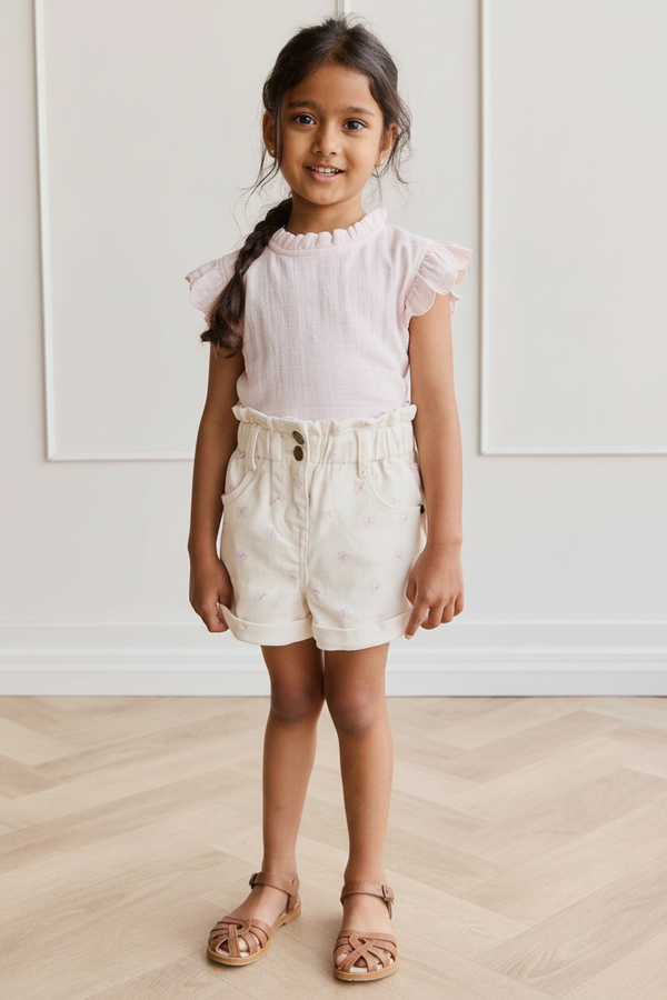 Cotton Baby Shorts - Parchment Floral