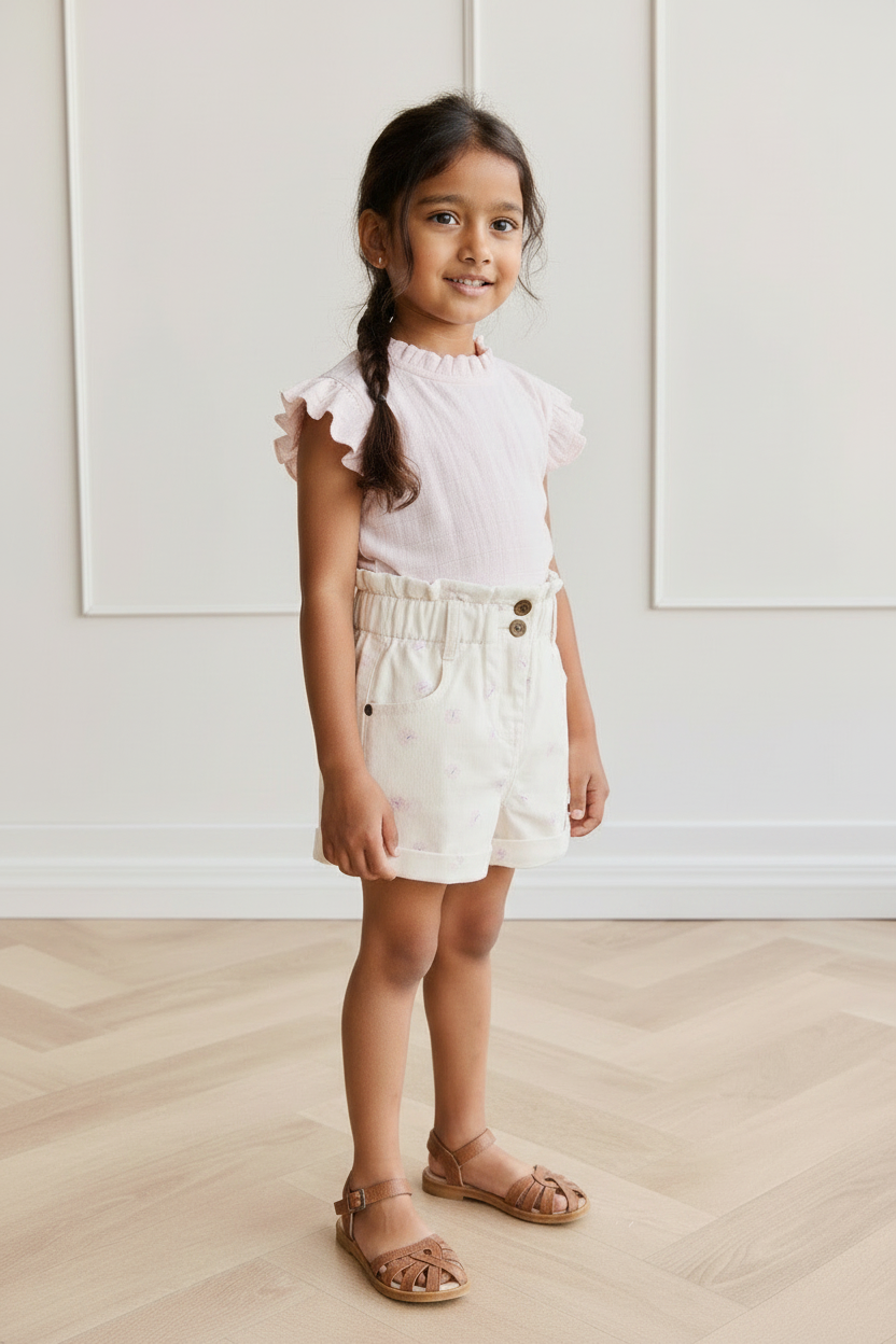 Cotton Baby Shorts - Parchment Floral - Kumfy Kids (2)