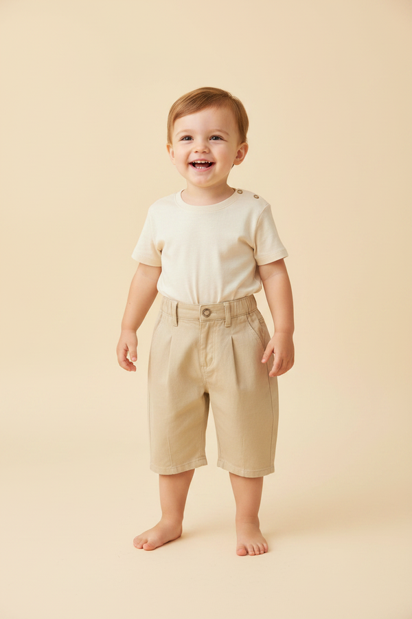 Cotton Baby Pants - Beige