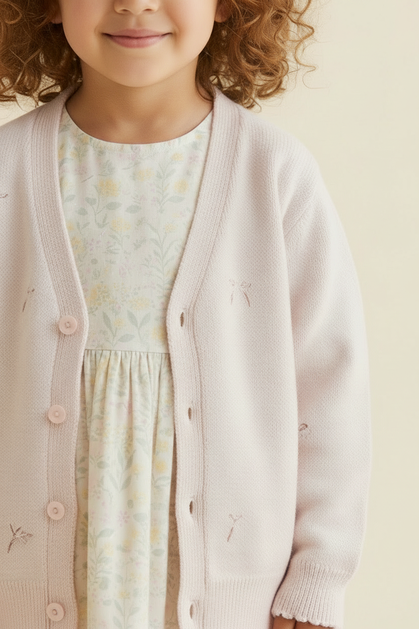 Cotton Baby Sweater - White Jacquard - Kumfy Kids (3)