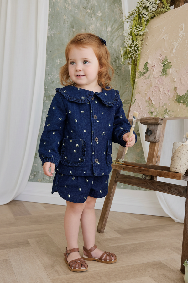 Cotton Baby Shorts - Indigo