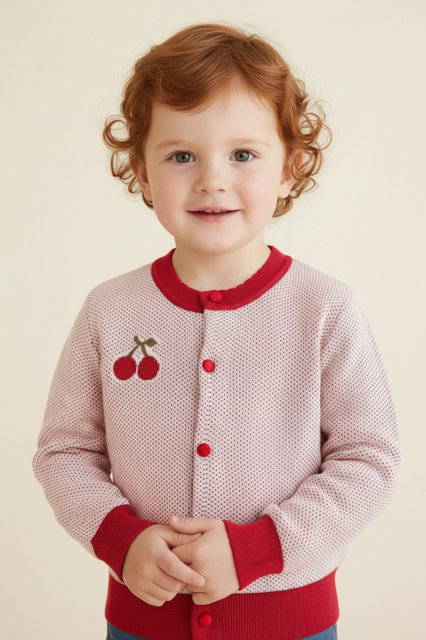Cotton Baby Sweater - Cherry Red