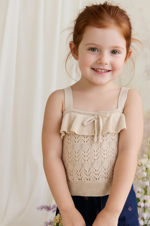 Organic Cotton Baby Top - Light Oatmeal Marl