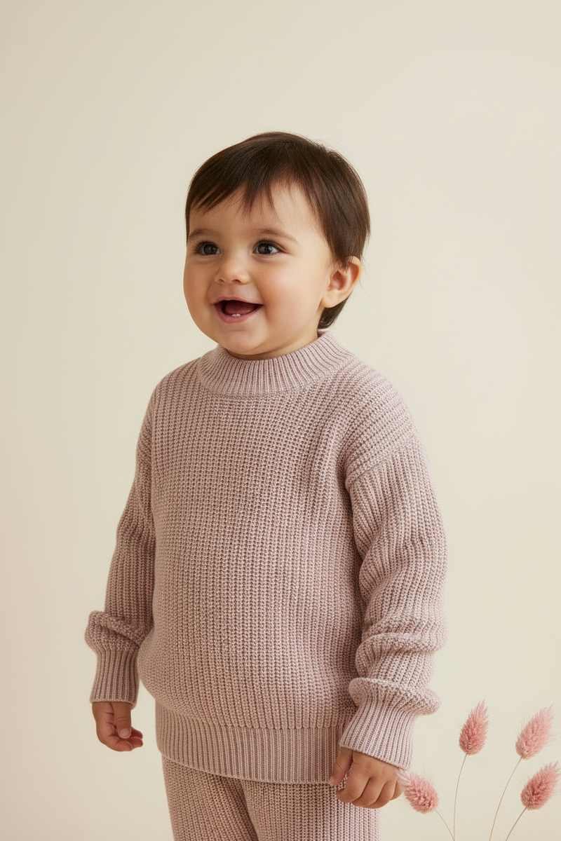 Cotton Baby Sweater - Shell Pink