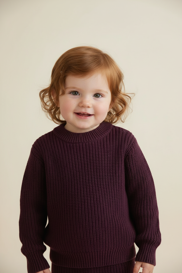 Cotton Baby Sweater - Plum