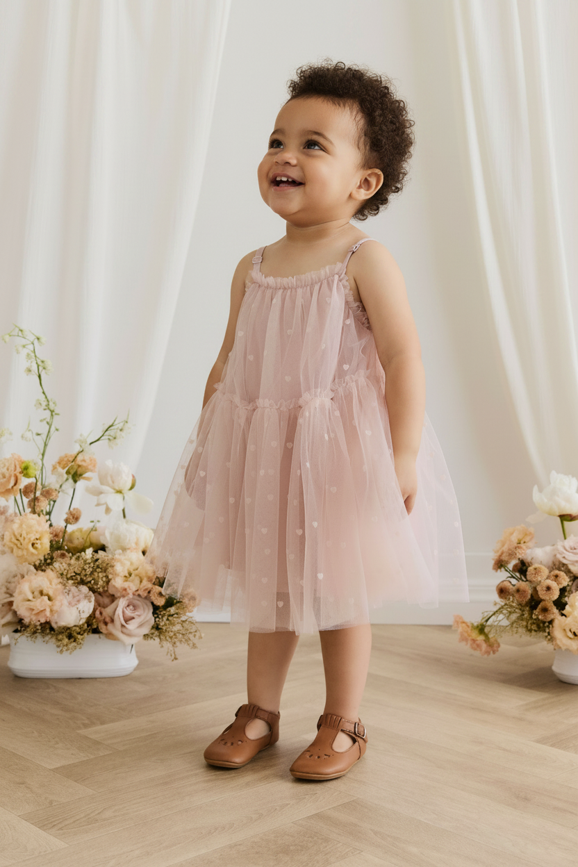 Cotton Baby Dress - Pink Heart Print - Kumfy Kids