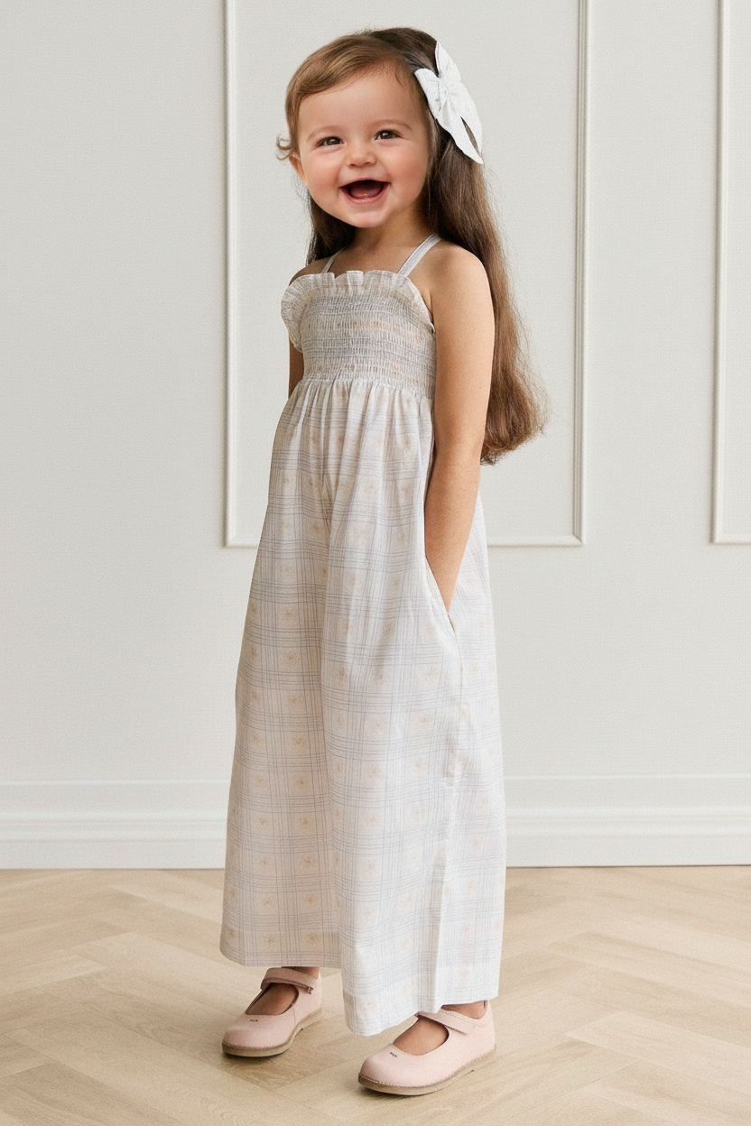 Organic Cotton Baby Romper - White Floral - Kumfy Kids